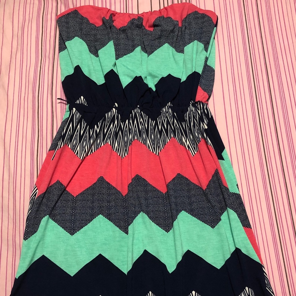 Patterned Zig-Zag Mini Dress
